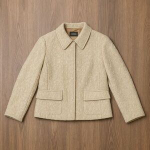 Akris Bouclé Wool Lambskin Trim Jacket Neutral Luxe Designer 10